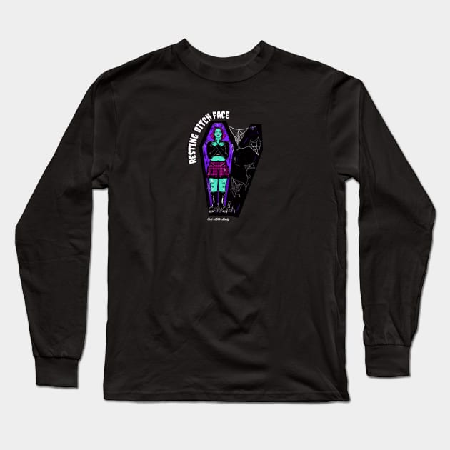 Resting Bitch Face Long Sleeve T-Shirt by OatMilkLady